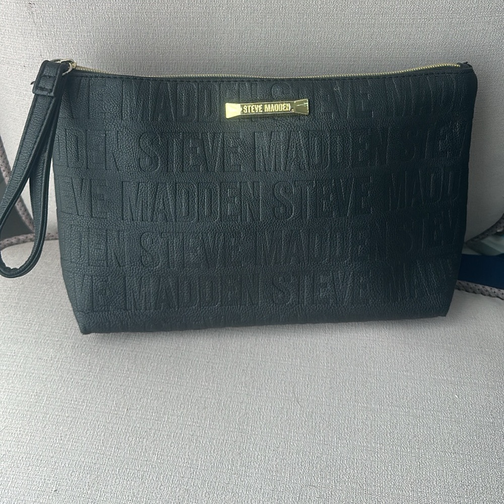 Steve Madden Black and Gold Embossed Clutch